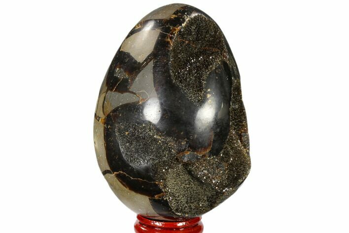 Septarian Dragon Egg Geode - Black Crystals #118710